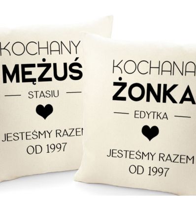 Zestaw poduszek dla pary Mężuś Żonka