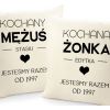 Zestaw poduszek dla pary Mężuś Żonka