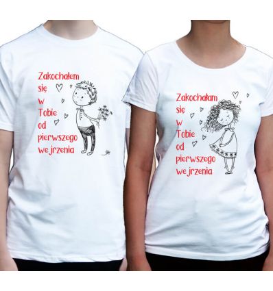 Koszulki na walentynki dla pary Ona i On