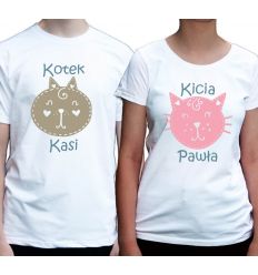 Koszulki spersonalizowane dla pary z kotkami