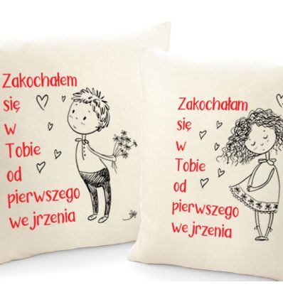 Poduszki dla pary na walentynki Ona i On