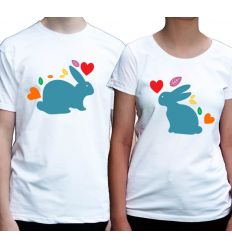 Koszulki dla pary z królikami zającami