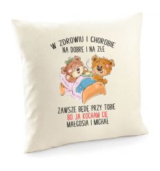 Poduszka z misiami dla pary W zdrowiu i chorobie