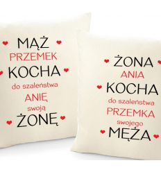 Poduszki dla par Mąż kocha żonę Żona kocha męża