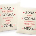 Poduszki dla par Mąż kocha żonę Żona kocha męża