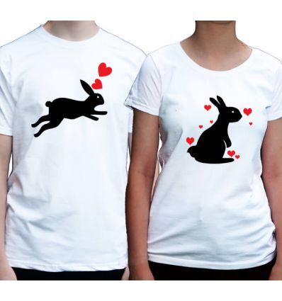 Gonić króliczka koszulki dla par na walentynki