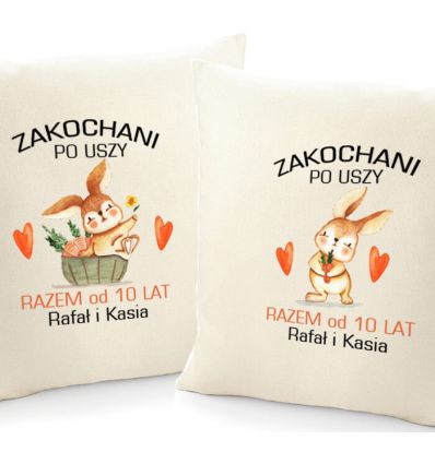Poduszki zakochani po uszy na rocznicę
