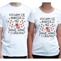 Koszulki dla pary Kocham Cię bardziej niż kawę, wino i ciastka