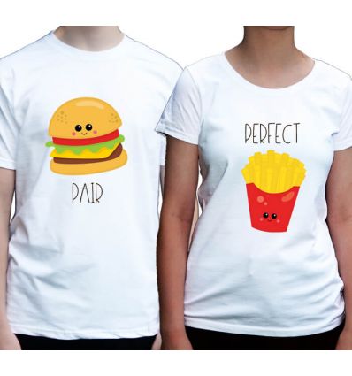 Koszulki dla pary na walentynki Hamburger i Frytki
