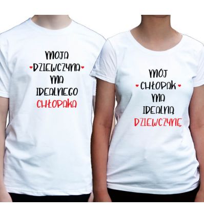 Koszulki dla par idealny chłopak Idealna Dziewczyna