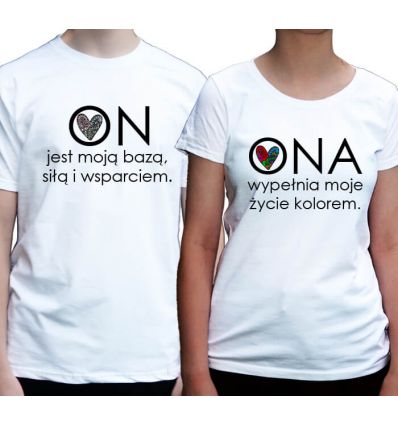 Koszulki dla par Ona On na walentynki