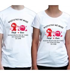 Koszulki dla par wszystko we mnie kocha wszystko w Tobie