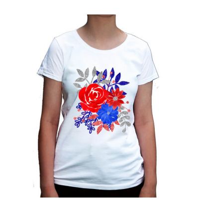 Koszulka kwiaty Red and Blue