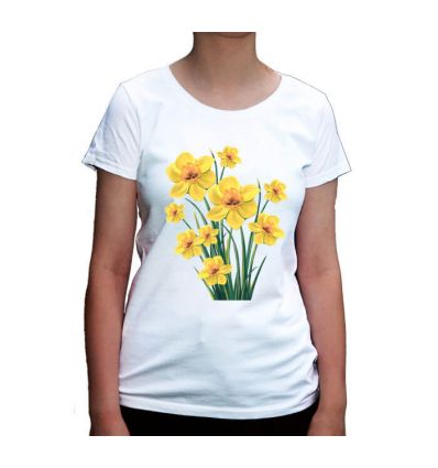 Koszulka z kwiatami, żonkilami, narcyzami