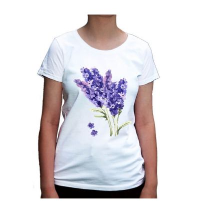 Koszulka z lawendą , fioletowe kwiaty