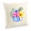 Poduszka wiosenna z kwiatami w kubeczku