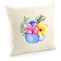 Poduszka wiosenna z kwiatami w kubeczku