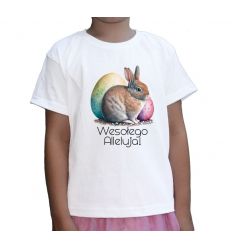 Koszulka wielkanocna z zającem dla dziewczynki