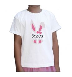 Koszulka wielkanocna z zającem dla dziewczynki z imieniem