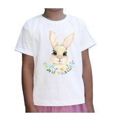 Koszulka wielkanocna z zającem dla dziewczynki
