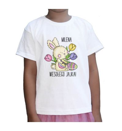 Koszulka wielkanocna z zajączkiem dla dziewczynki
