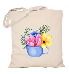 Torba z kwiatami w kubeczku