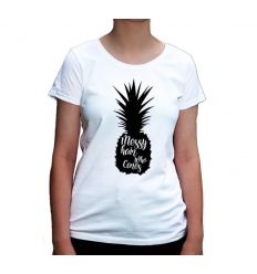 Koszulka Ananas z napisem Messy hair who cares