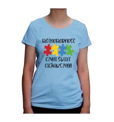 Koszulka Autyzm damska Różnorodność czyni świat ciekawszym miejscem