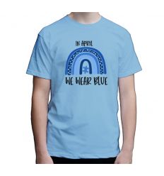 Koszulka męska Autyzm z niebieską tęczą na niebiesko