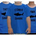 Koszulki rodzinne Mama Tata Syn Córka Shark niebieskie