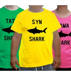 Koszulki rodzinne z rekinem kolorowe Shark