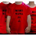 Koszulki dla rodziny czerwone Mama Tata i Ja