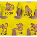 Koszulki rodzinne żółte z kotami Kocur Kotka Kotek Kicia