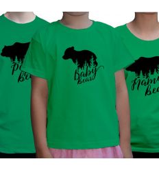 Koszulki rodzinne zielone z niedźwiedziem Miś