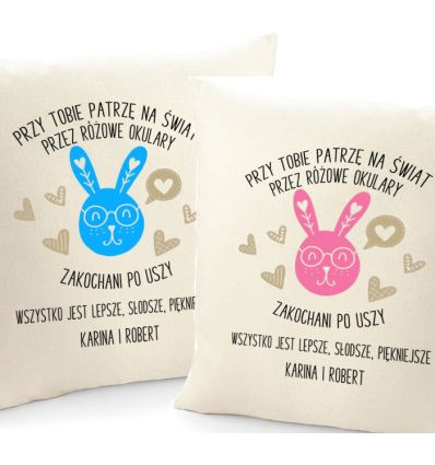 Poszewka walentynkowy królik