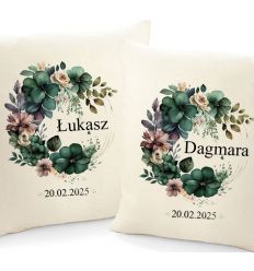 Poduszki na ślub z imionami pary młodej