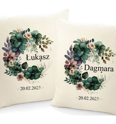 Poduszki na ślub z imionami pary młodej