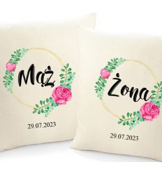 Poduszki na ślub z napisem Mąż Żona dla pary młodej