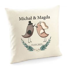 Poduszka na ślub z imionami młodej pary