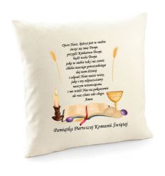Poduszka na pamiątkę Komunii świętej z modlitwą pańską
