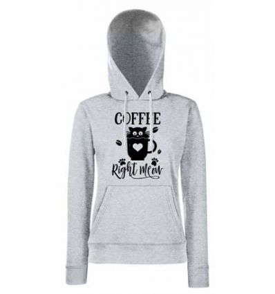 Bluza damska z kapturem Coffe right meow