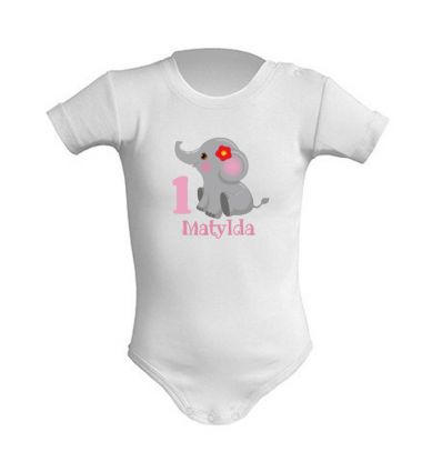 Body na roczek Słonik dla dziewczynki