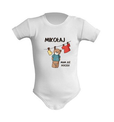 Body na roczek Miś na sznurku