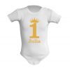Body na roczek imienne Jedynka z koroną