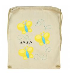 Workoplecak żółte Motylki z imieniem