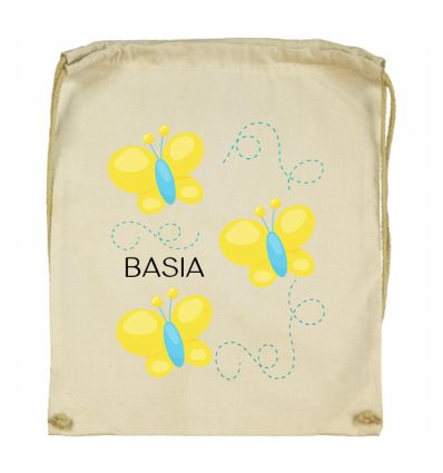 Workoplecak żółte Motylki z imieniem