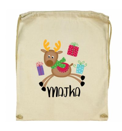 Worek świąteczny renifer z imieniem