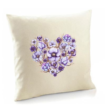 Poszewka fioletowe Serce z gałązkami