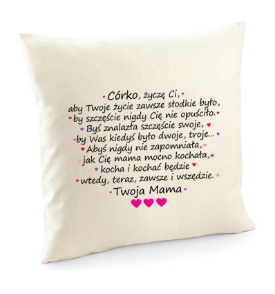 Poszewka z wyznaniem dla Córki