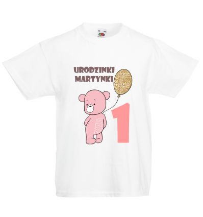 Koszulka na roczek z imieniem i misiem